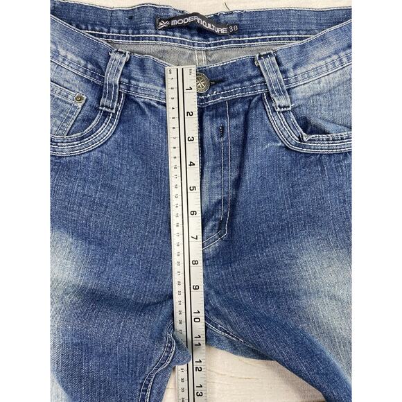 Modern Culture Distressed Destroyed Jeans Men's Size 38/32 Embroidered Pockets - Picture 7 of 13